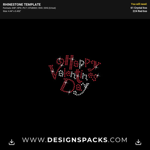 Happy Valentines Day Heart Rhinestone Digital Template