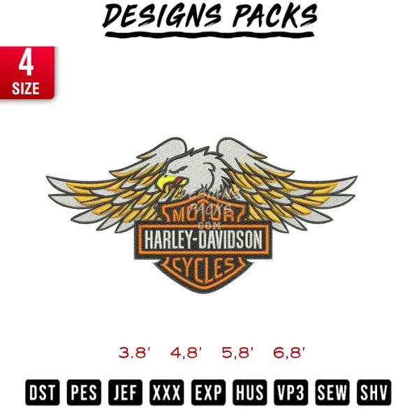 Harley Davidson eagle Embroidery Design 