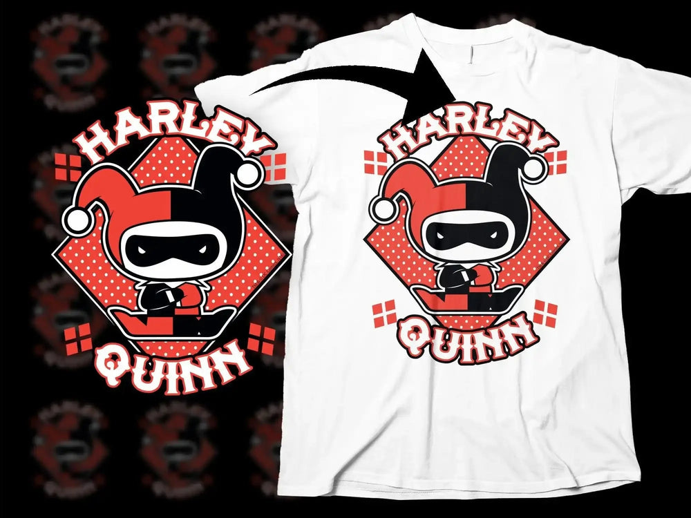 Harley Quinn Stylized Graphic Design Png Digital Download