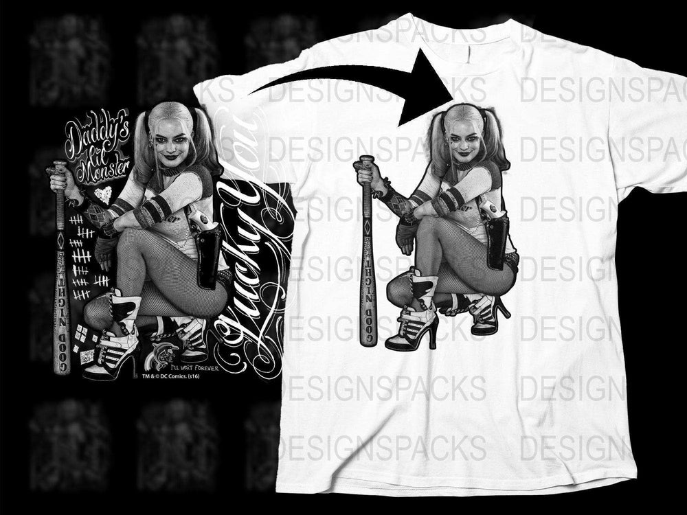 Harley Quinn with Baseball Bat Graphic Png Digital Download