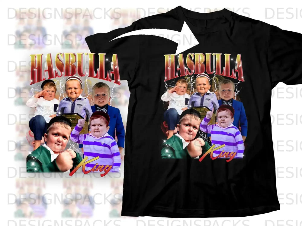 Black t-shirt with Hasbulla Magomedov's face and "King" text.
