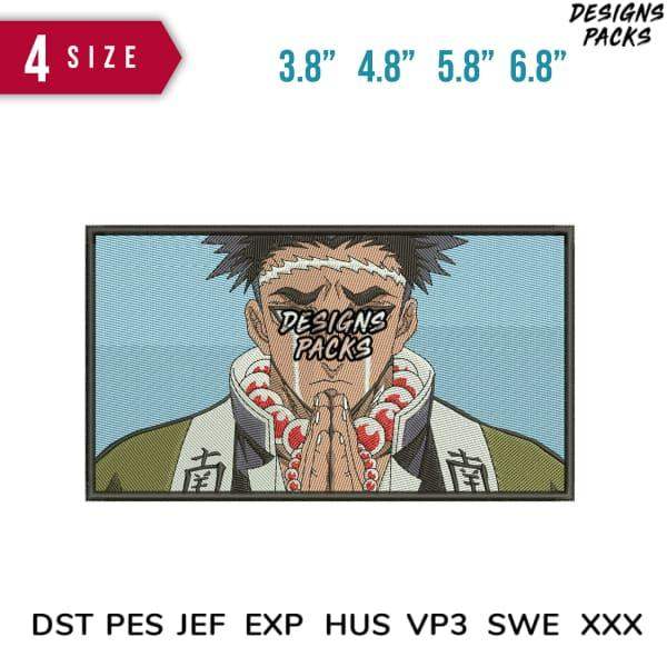 Anime character embroidery design in 4 sizes, print-ready PES DST formats for custom apparel