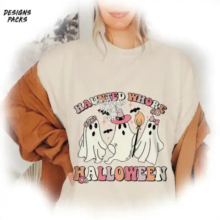 Haunted Whore Halloween Retro Ghost Cute Png Design