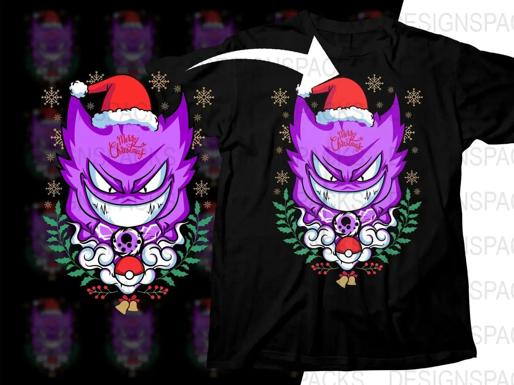 Haunter Merry Christmas Santa Hat Anime Png Digital Download