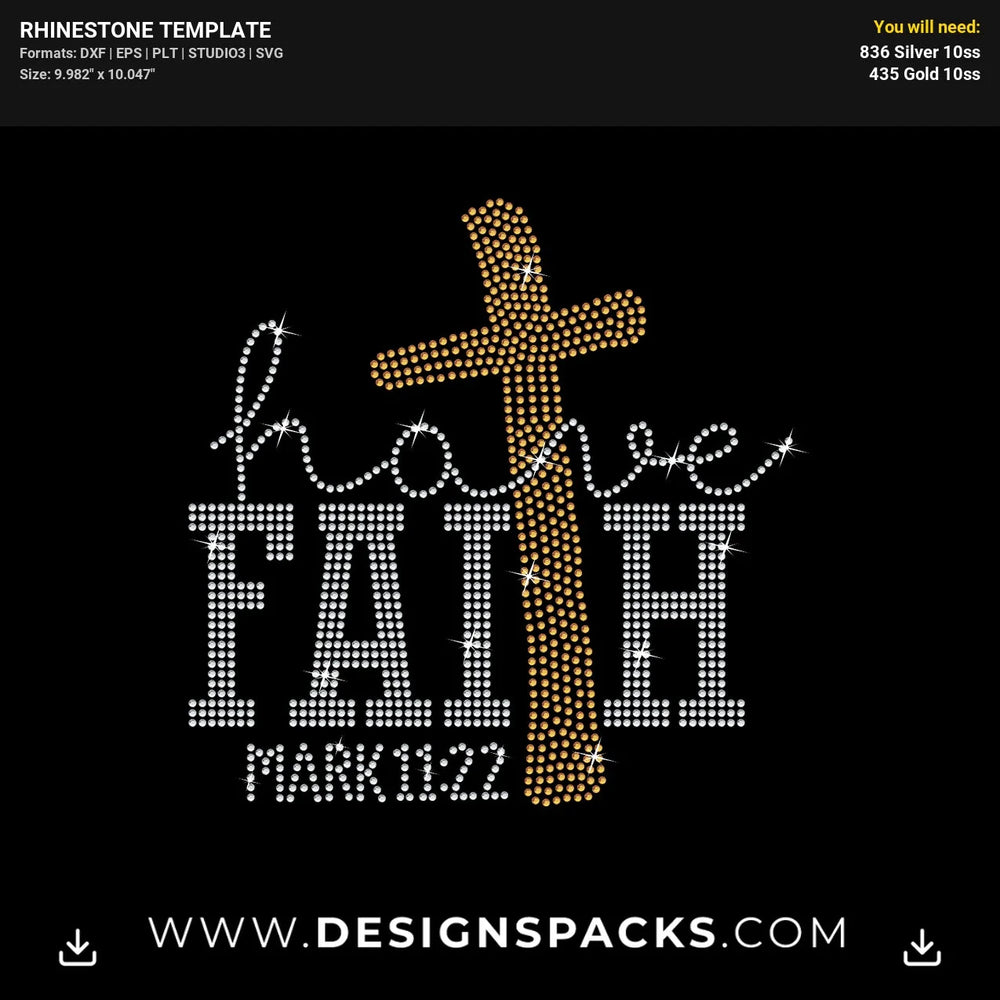 Have Faith Mark 11 22 Rhinestone Digital Template
