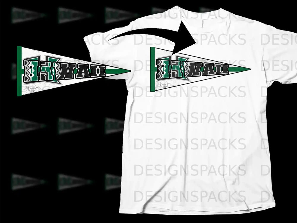 Hawaii Pennant Design on White T-Shirt for Sale