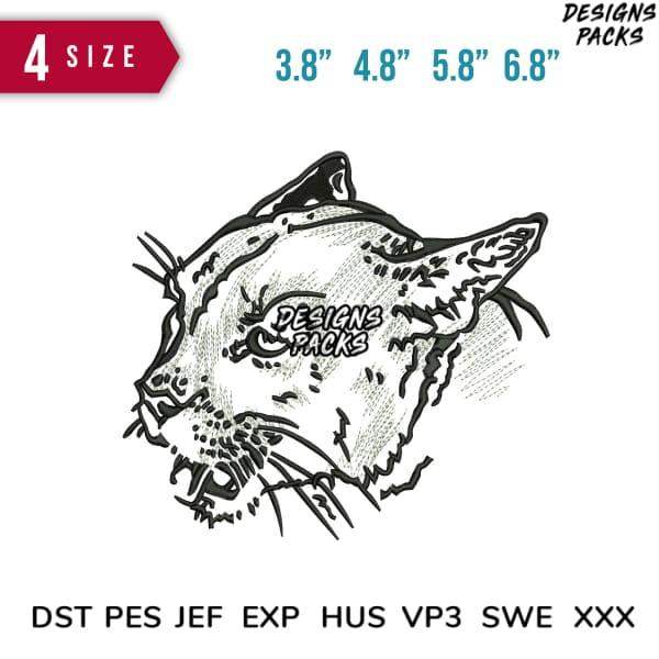 Cat face embroidery design in 4 sizes, compatible with DST PES JEF formats for instant download