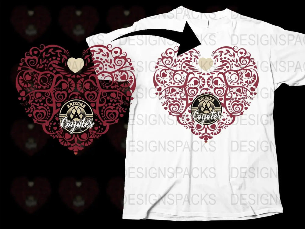 Heart Design Arizona Coyotes Hockey Fan Png Digital Download