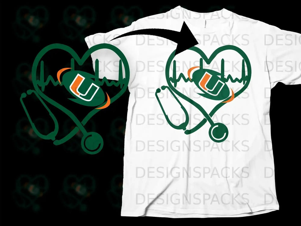 Heartbeat with Stethoscope and U Logo T-shirt