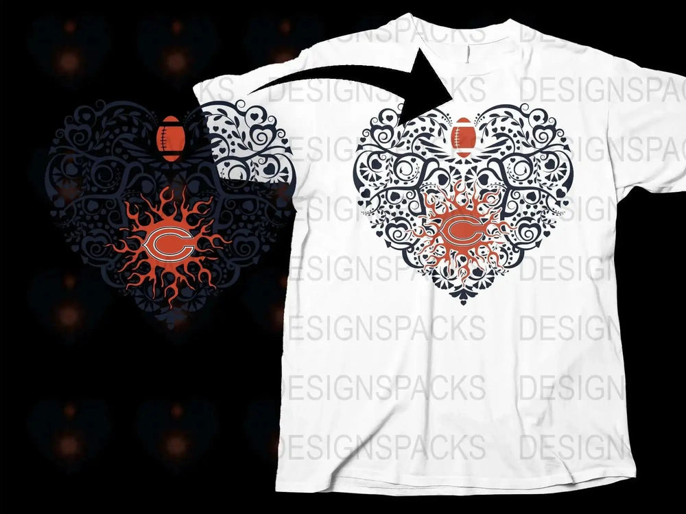 Gothic Heart T-Shirt, Black and White Filigree Design, Artistic Tee, Unique Moon Graphic, Unisex Fashion