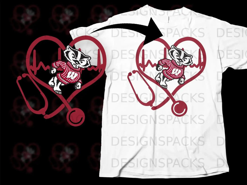 Badger Heartbeat Stethoscope Design T-Shirt