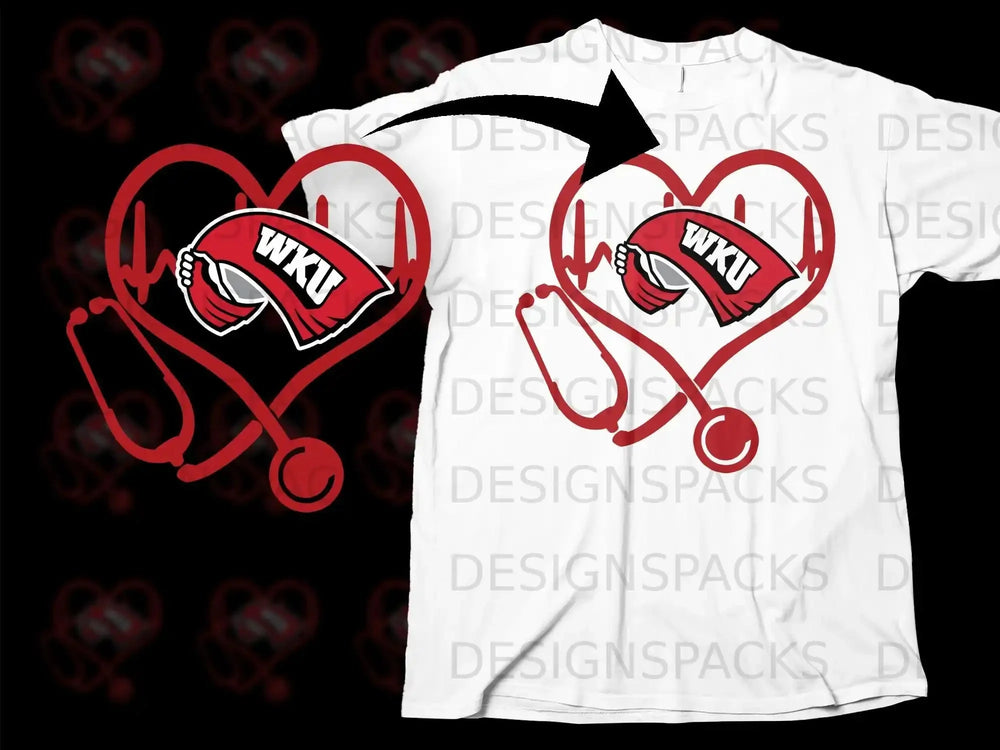 WKU Heartbeat and Stethoscope Design T-Shirt