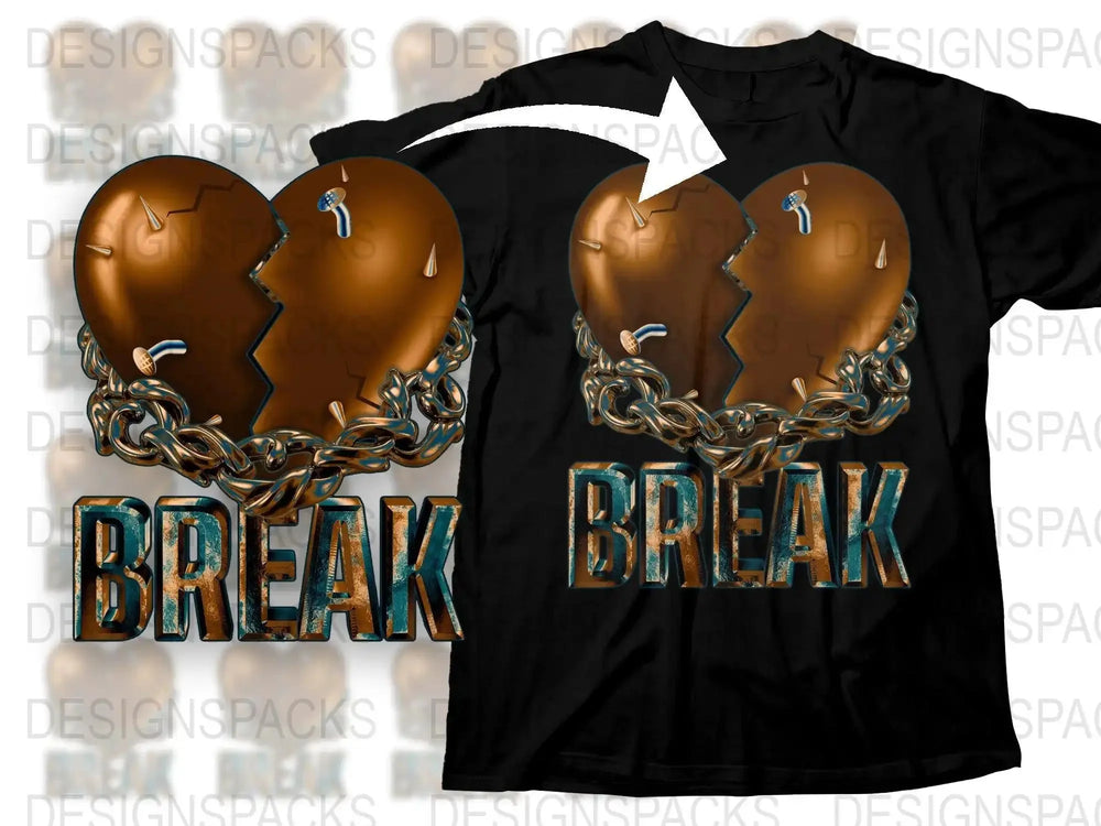 Heartbreak Design with Chains Graphic Png Digital Download