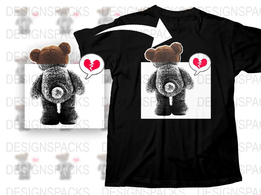 Heartbroken Teddy Bear Cartoon Graphic Design Png Digital Download