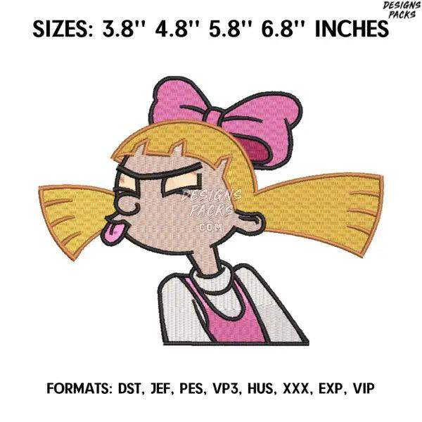 Helga Pataki Embroidery Design, Hey Arnold Anime Embroidery,. Anime Pes Design