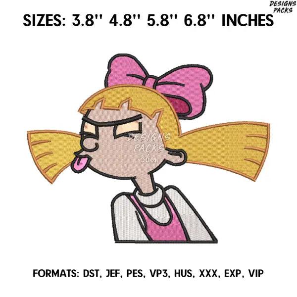 Helga Pataki Embroidery Design, Hey Arnold Anime Embroidery,. Anime Pes Design