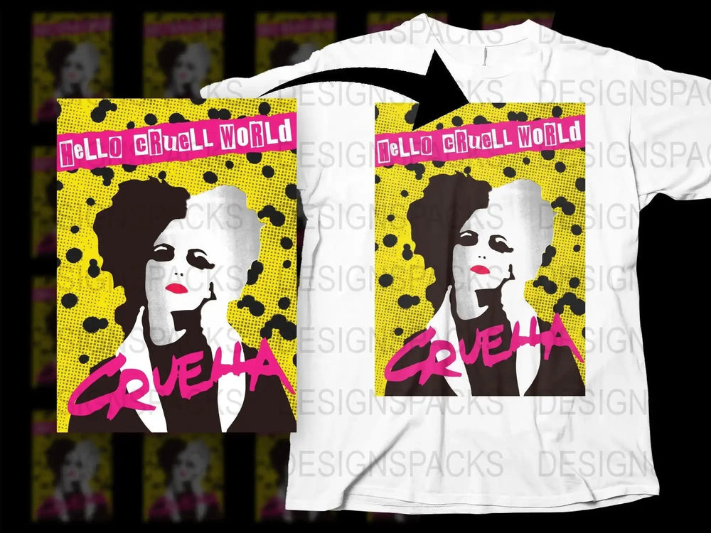 Hello Cruel World Cruella Graphic Png Digital Download