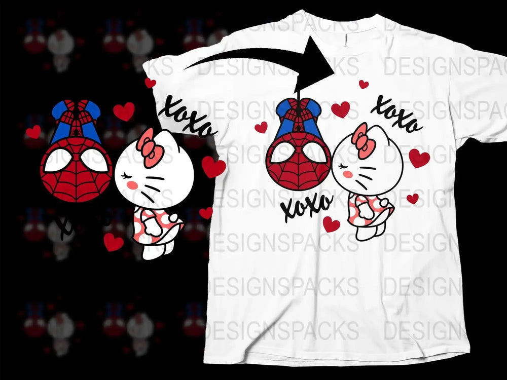 Hello Kitty and Spider-Man Valentines Png Digital Download