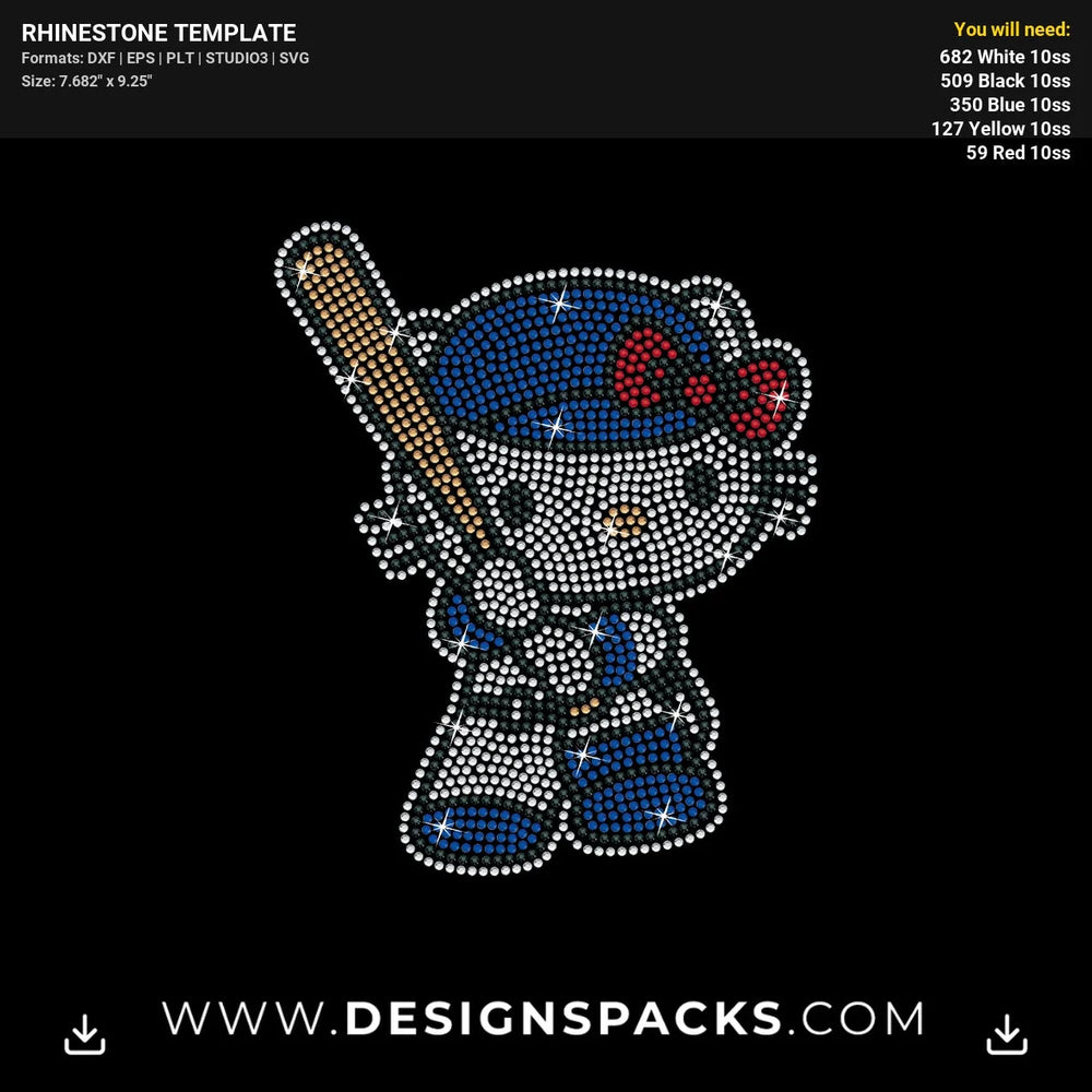 Hello Kitty Baseball Bat Rhinestone Digital Template