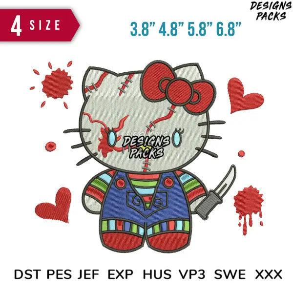 Hello Kitty Chucky Embroidery Design 4.8" 5.8" 6.8" 7.8"