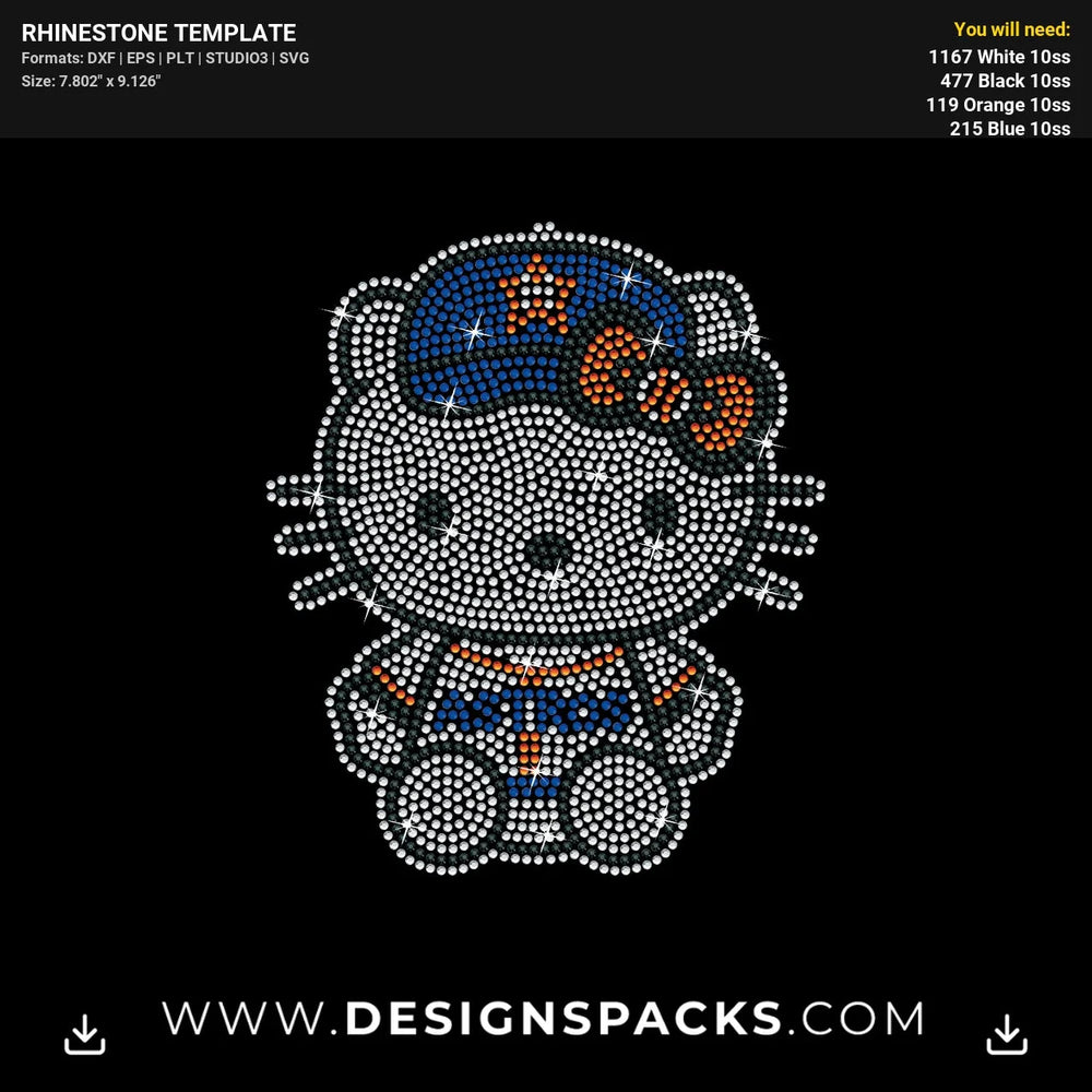 Hello Kitty Houston Astros Rhinestone Digital Template