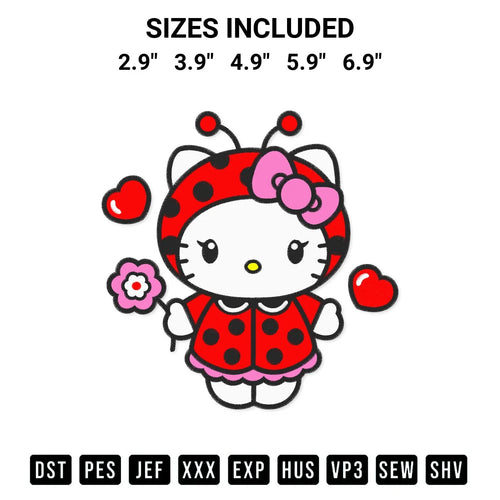 Hello Kitty Ladybug Embroidery Design