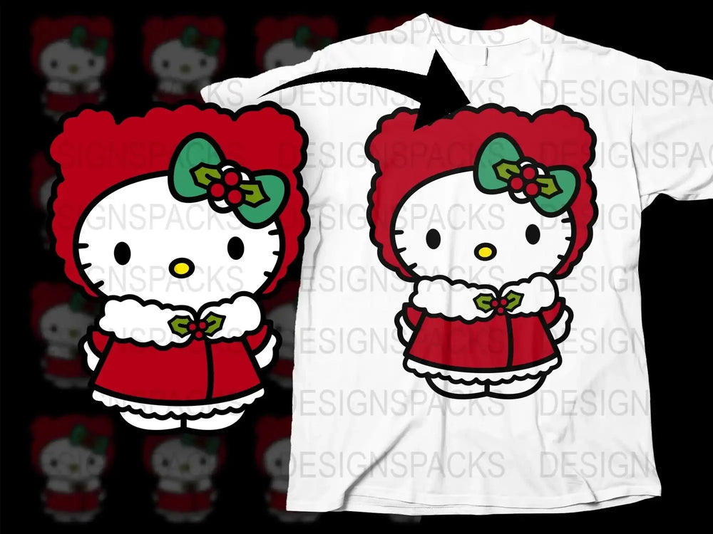 Hello Kitty Christmas T-Shirt, Cute Holiday Graphic Tee, Festive Red and White Shirt for All Ages