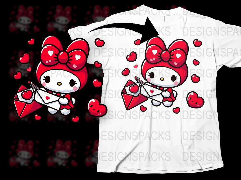 Hello Kitty Valentine Cute Hearts Love Letter Png Digital Download