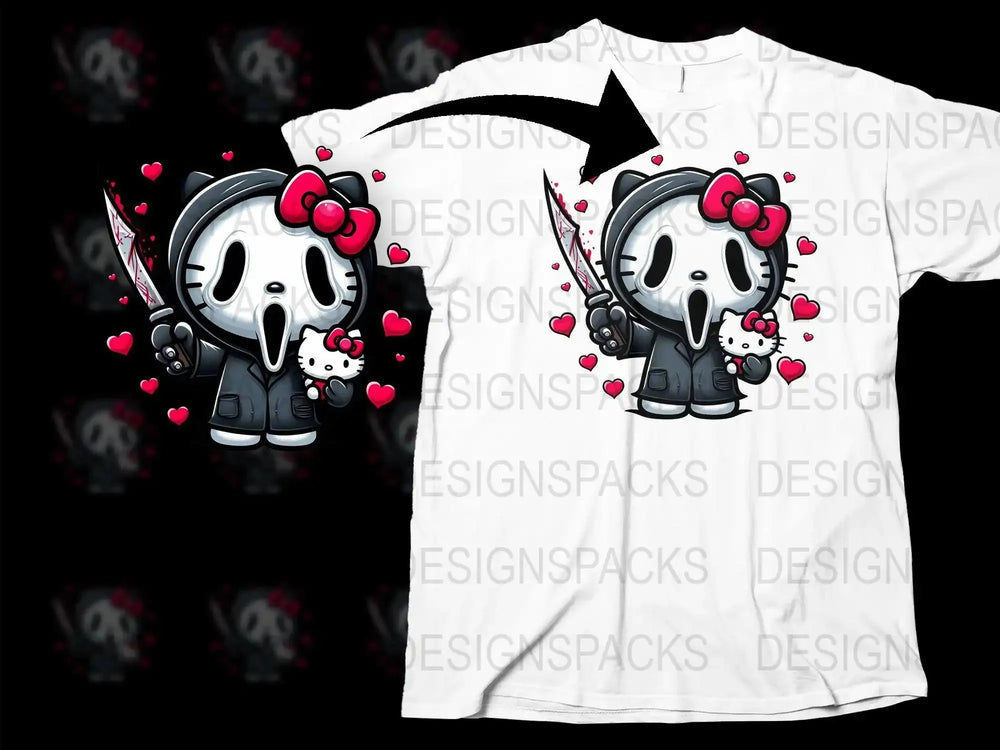 Hello Kitty Valentine Ghostface Cute Horror Png Digital Download