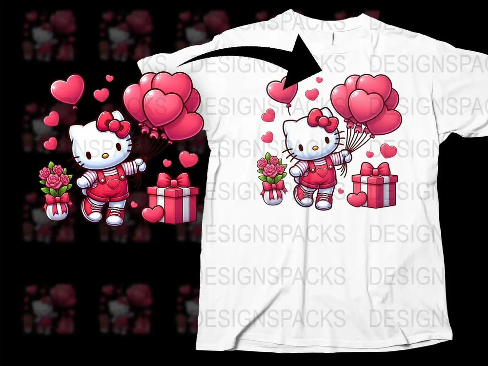 Hello Kitty Valentine's Day Special Red Png Digital Download
