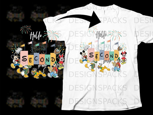 Mickey, Minnie, Donald, Goofy, and Pluto with 
