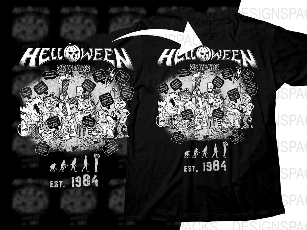 Helloween 25 Years Anniversary Rock Music Band Graphic Png Halftone Digital Download