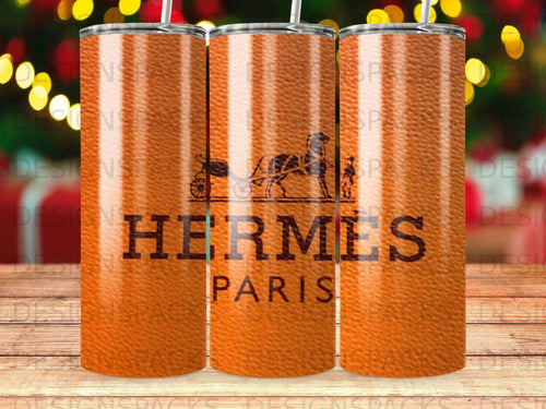HERMES PARIS Logo Orange Texture Tumbler Digital Wrap Design