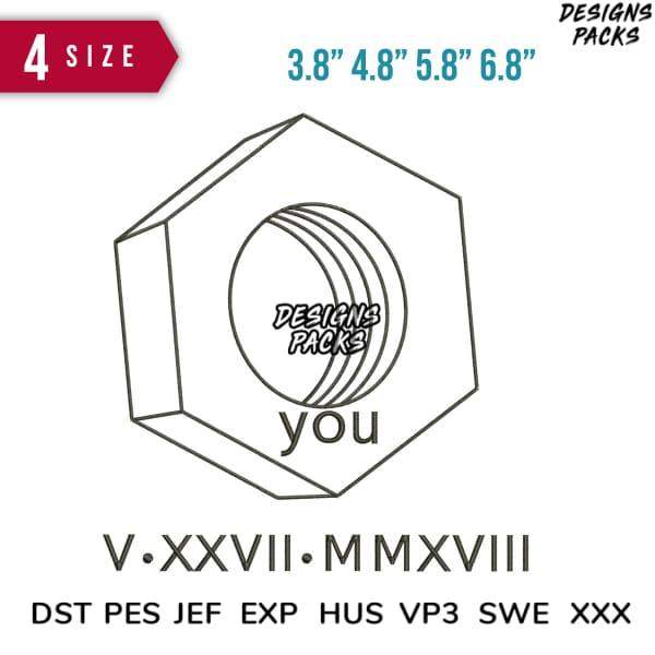 Print-ready embroidery design in 4 sizes: 3.8” to 6.8”, compatible with DST, PES, JEF, EXP formats for instant download.