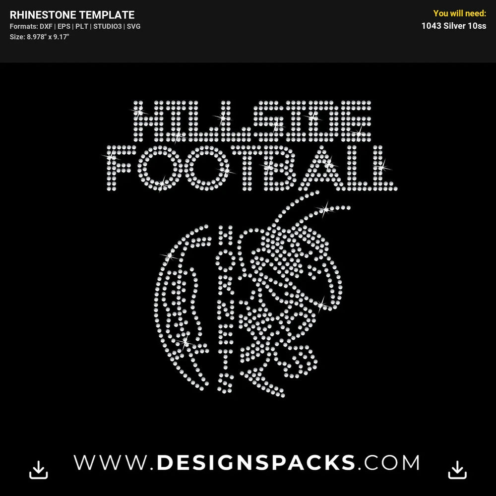 Hillside Football Hornets Rhinestone Digital Template