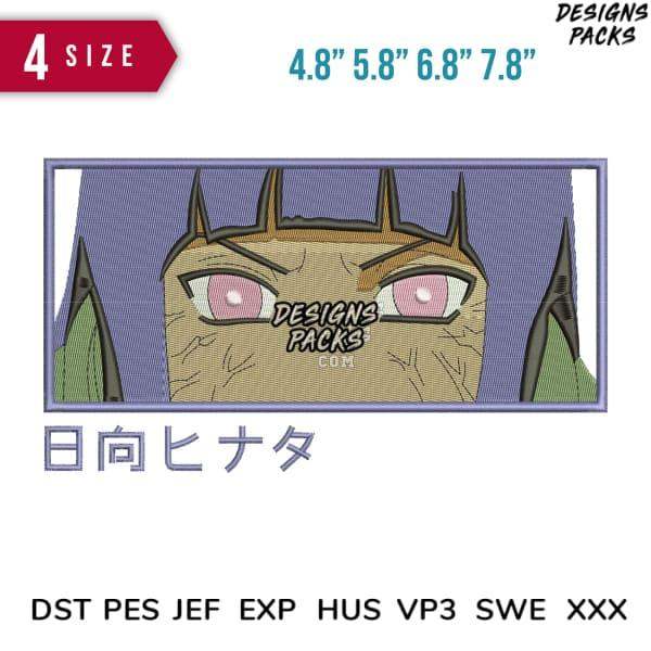Hinata Hyuga embroidery design in 4 sizes, compatible with DST PES JEF formats for machine embroidery