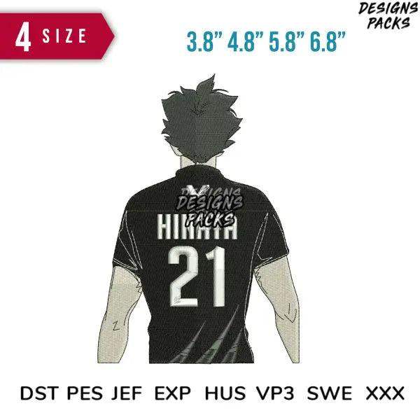 Hinata #21 volleyball jersey design in 4 sizes, embroidery formats DST PES JEF for instant download