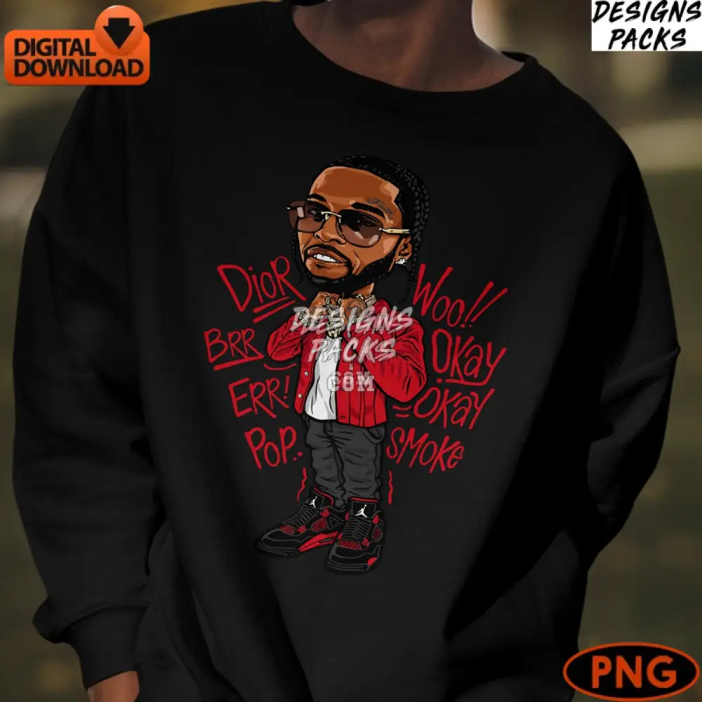 Hip Hop Artist Cartoon Character Digital Png Instant Download Street Style Rap Art Urban Music Icon