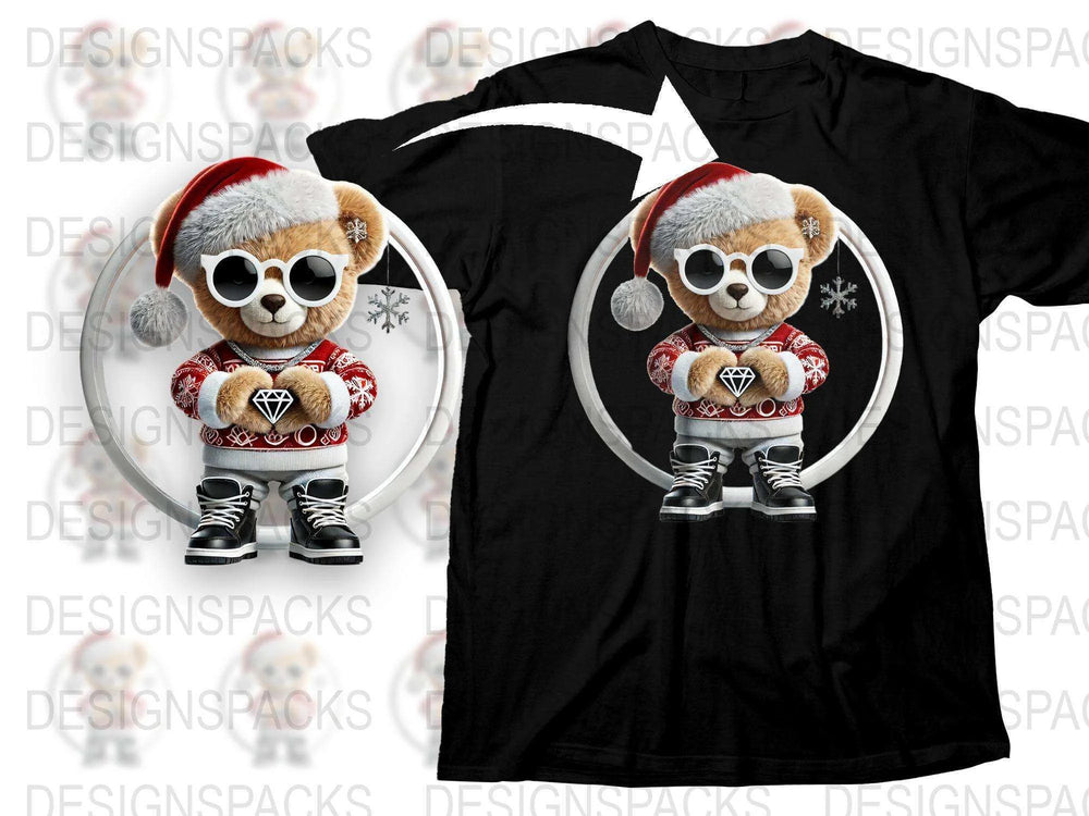 Cute Santa Bear T-Shirt, Christmas Holiday Graphic Tee, Kids and Adults Festive Apparel, Winter Fashion