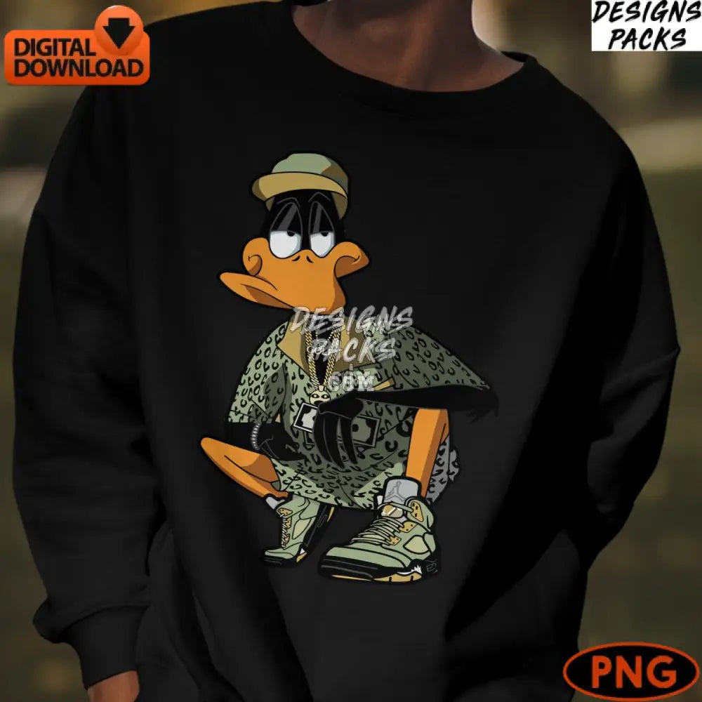 Hip Hop Duck Cartoon Character Digital Png Download Street Style Urban Unique Clipart For T-Shirts