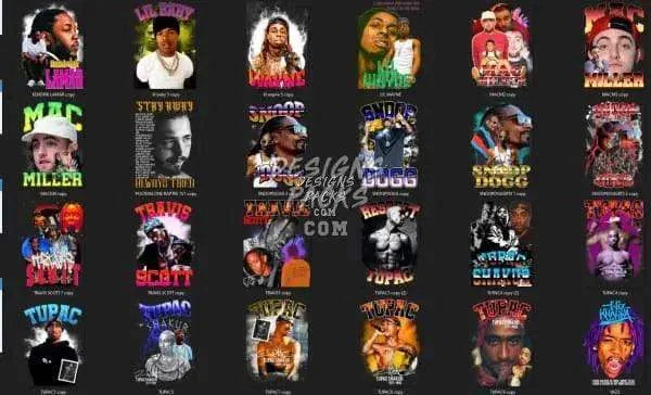 50 Hip Hop Rap Male V1 Designs Bundle PNG