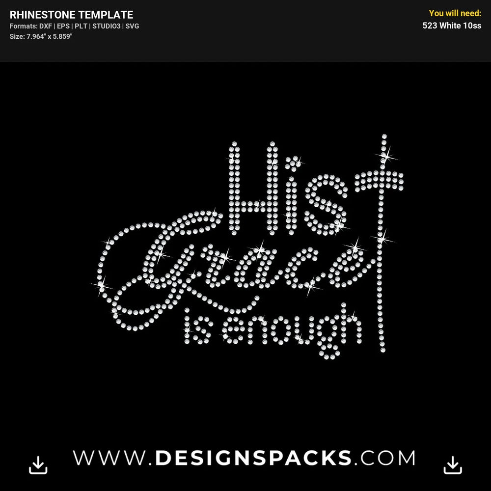 His Grace Is Enough Cross Rhinestone Digital Template