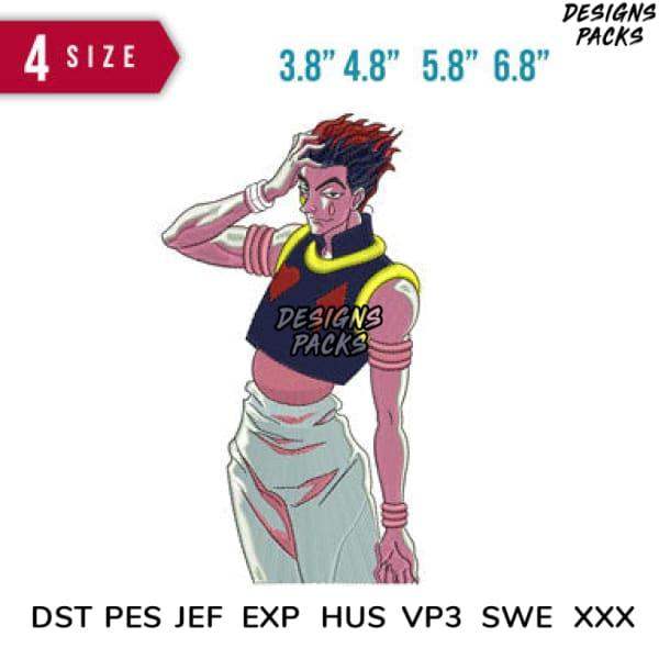 Anime character embroidery design in 4 sizes, DST PES JEF formats for machine embroidery
