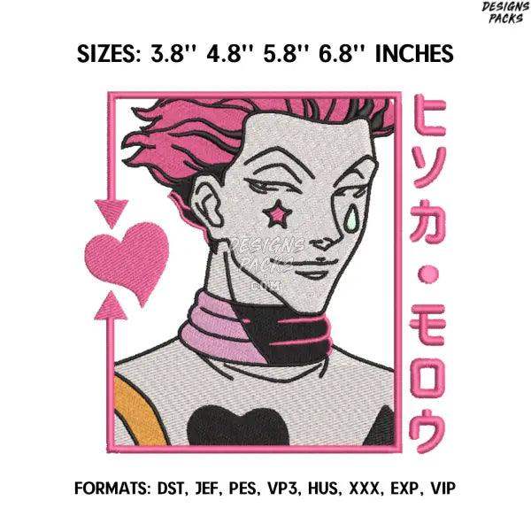 Hisoka Embroidery Design File, Hunter x Hunter Anime Embroidery Design, Anime Pes Design Brother, Hisoka Morow Design