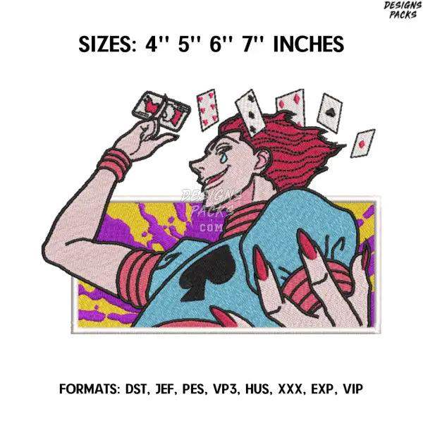 Hisoka Embroidery Design File, Hunter x Hunter Anime Embroidery Design, Anime Pes Design Brother, Hisoka Morow Design