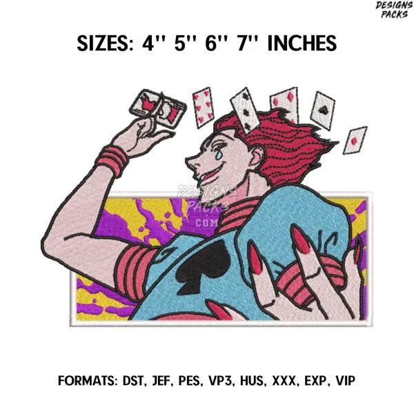 Hisoka Embroidery Design File, Hunter x Hunter Anime Embroidery Design, Anime Pes Design Brother, Hisoka Morow Design