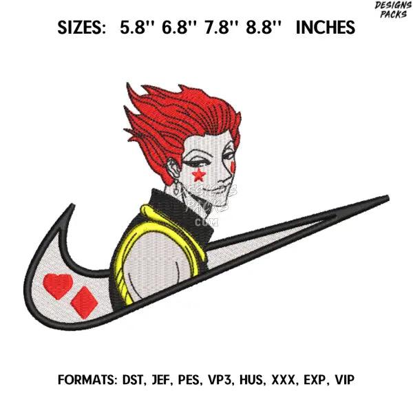 Hisoka Embroidery Design File, Hunter x Hunter Anime Embroidery Design, Anime Pes Design Brother, Nike Hisoka Morow