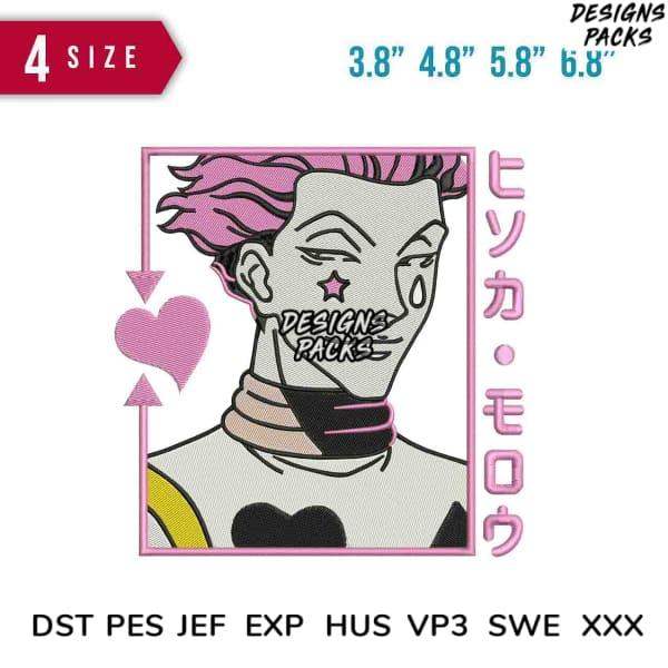 Anime-style embroidery design with pink hair, heart, and Japanese text. Available in PES, DST, EXP formats for instant download.