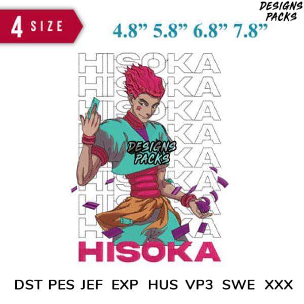 Anime character Hisoka design for embroidery, available in multiple sizes and formats