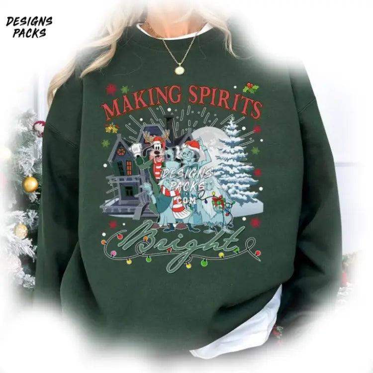 Hitchhiking Ghosts Making Spirit Bright Family Holiday Trip Cartoon Christmas Haunted Mansion Png